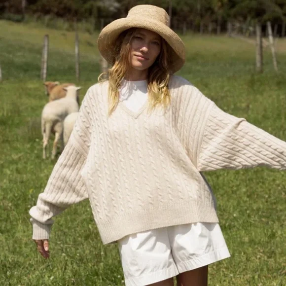 NEW Jenni Kayne $195 Woven Crochet Raffia Sun Hat Natural Size Small/ Medium - Picture 4 of 15